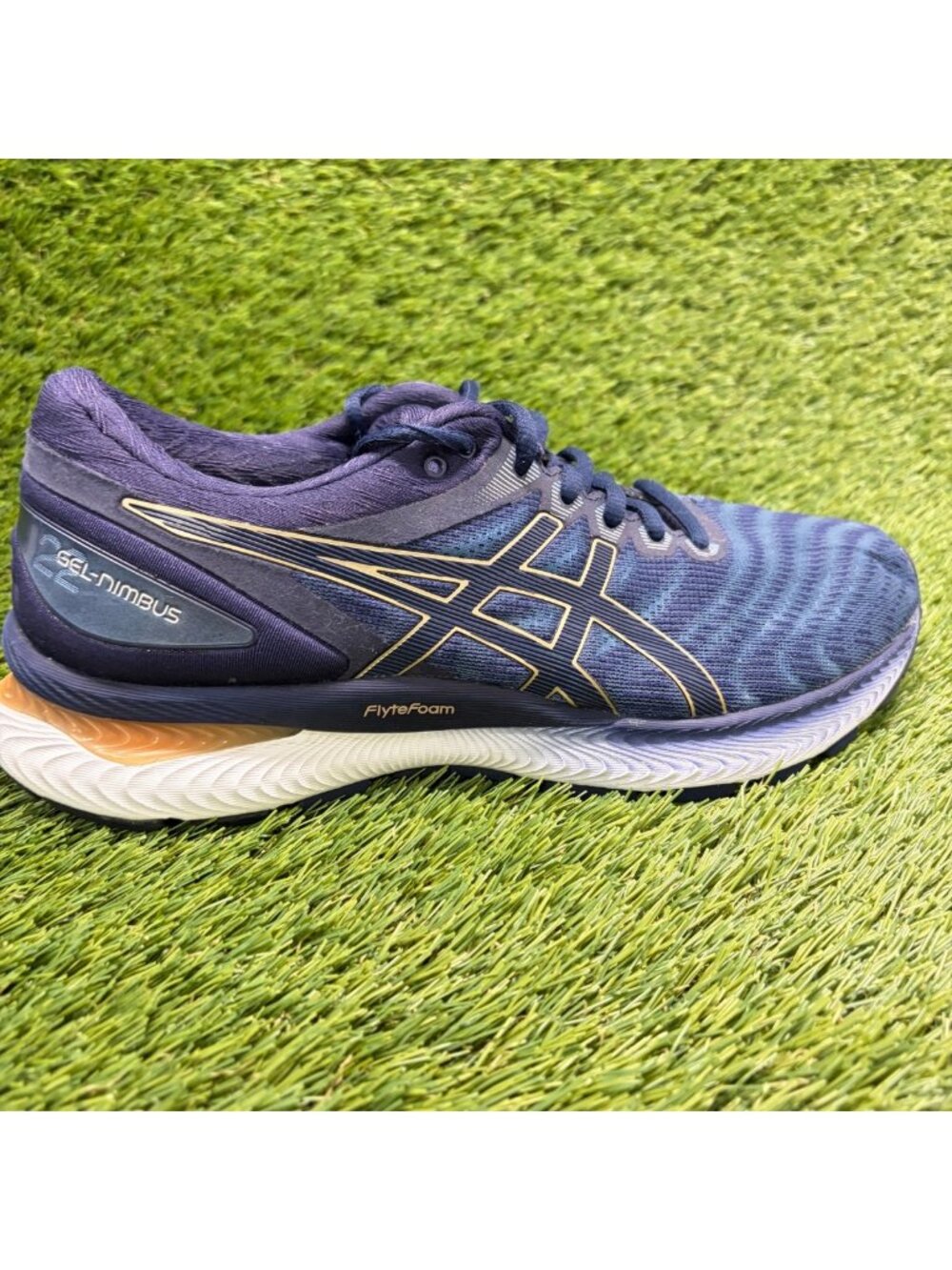Asics Gel-Nimbus 22 Womens Size 9.5 Blue White Walking Running Shoes Sneakers
